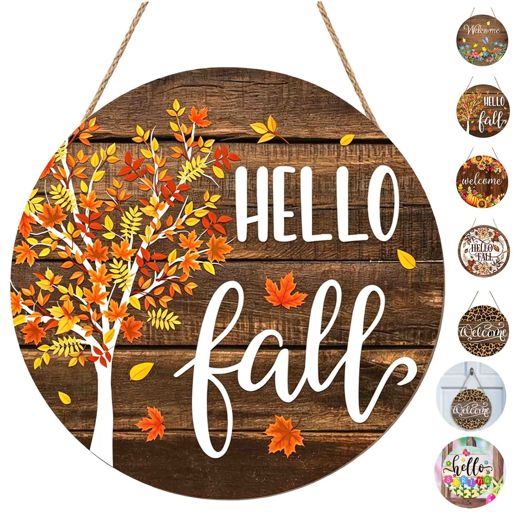 Round Wood Hanging Sign With A Rope