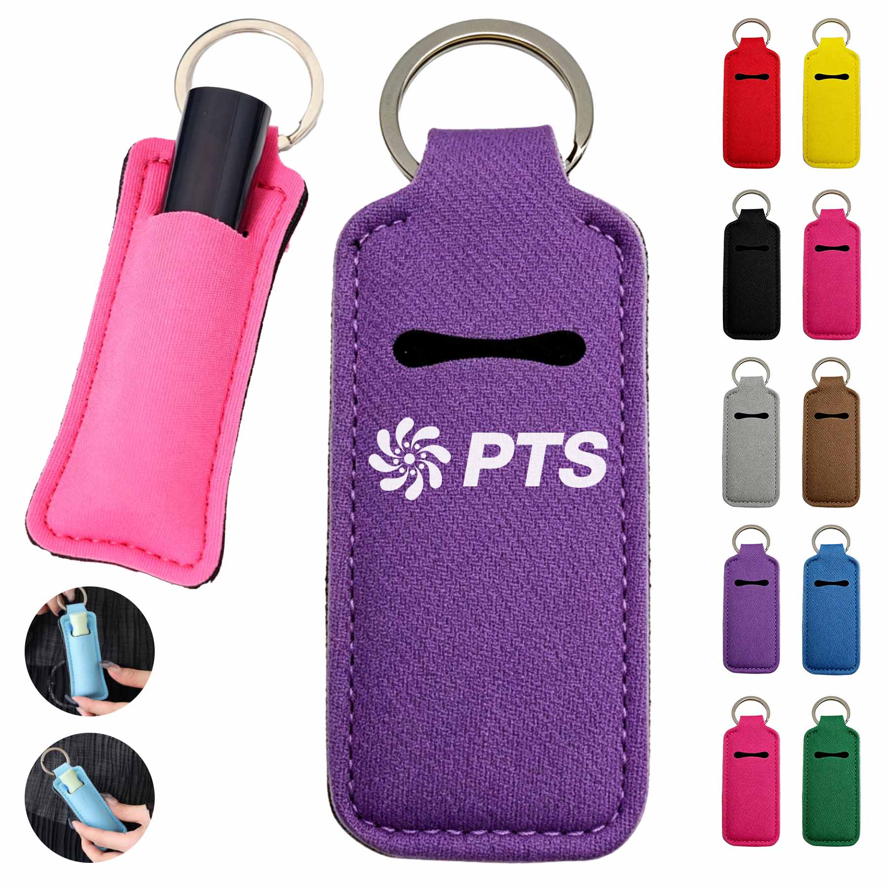 Neoprene Lipstick Holder Keychain