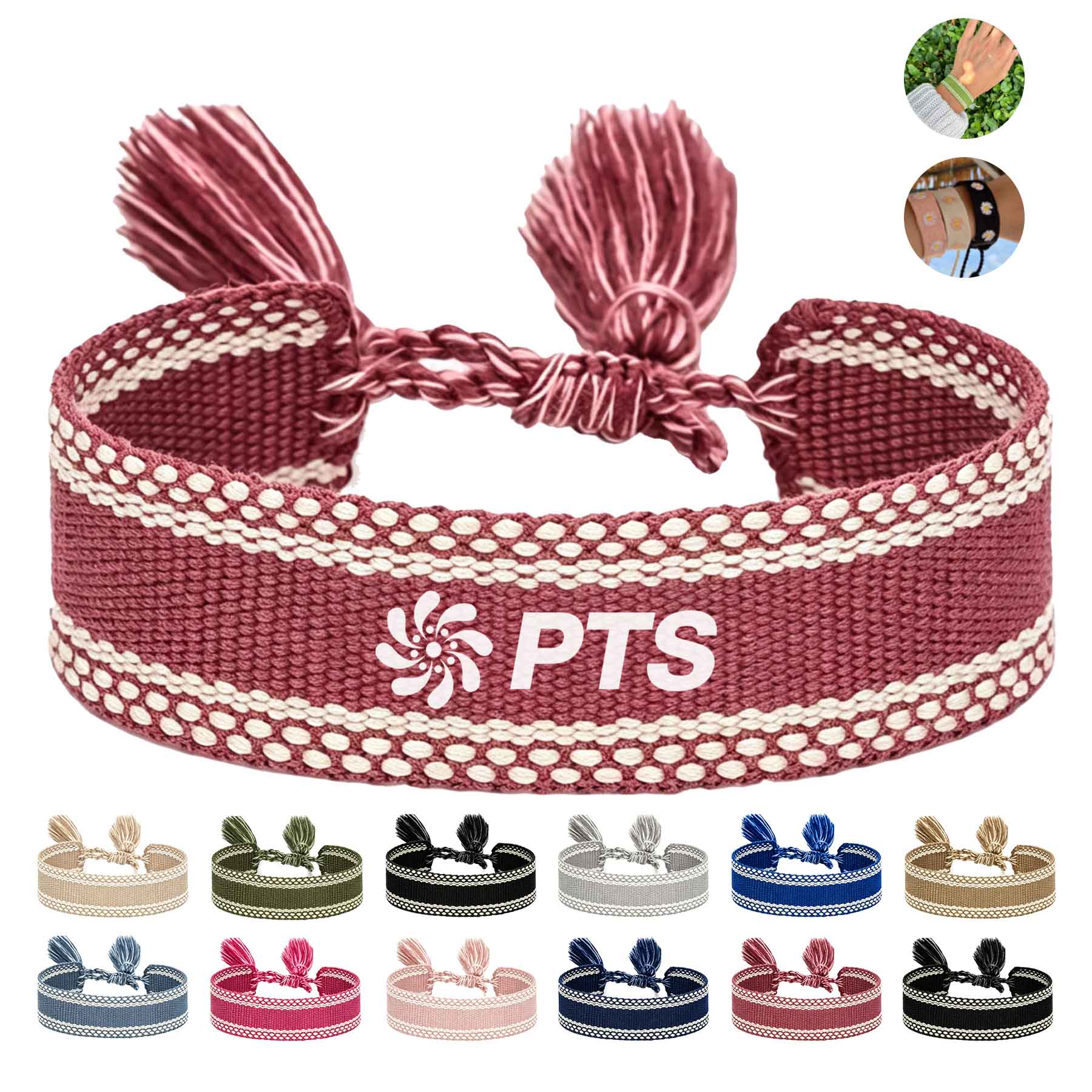 Adjustable Woven Bracelet With Tassels