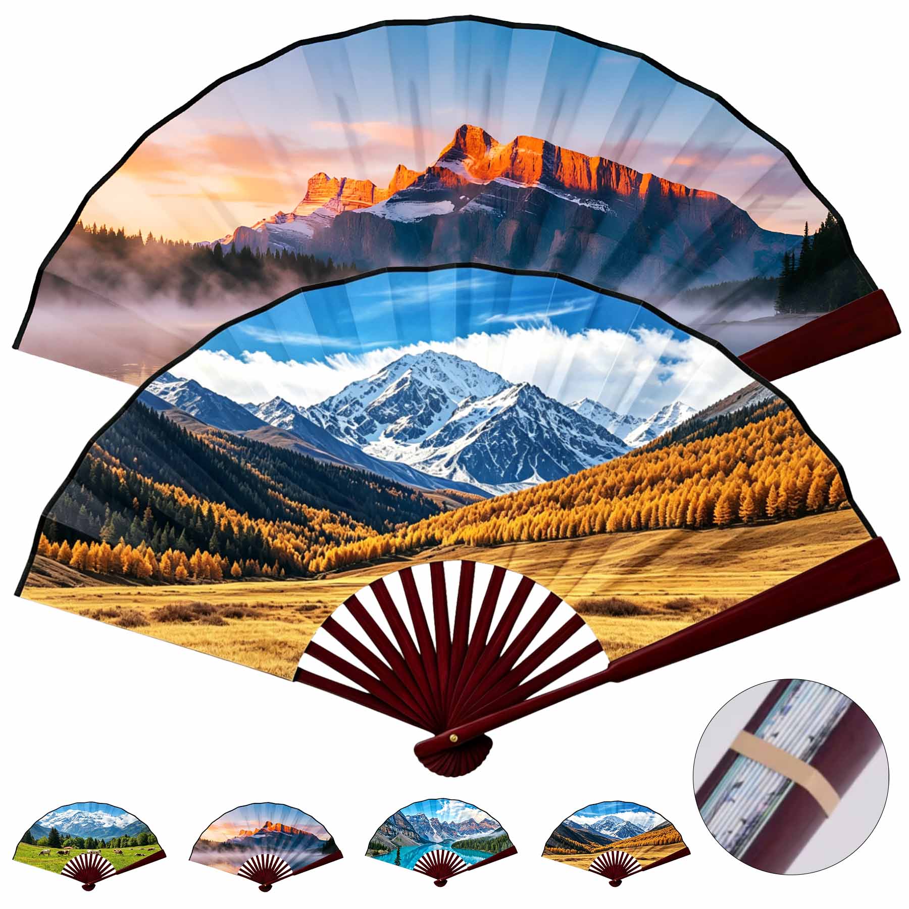 13 inch Full Color Imprint Bamboo Fan