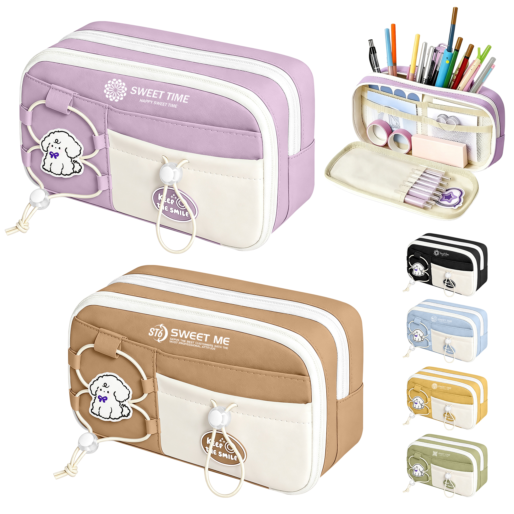 Multi-divider Zipper Stationery Pouch