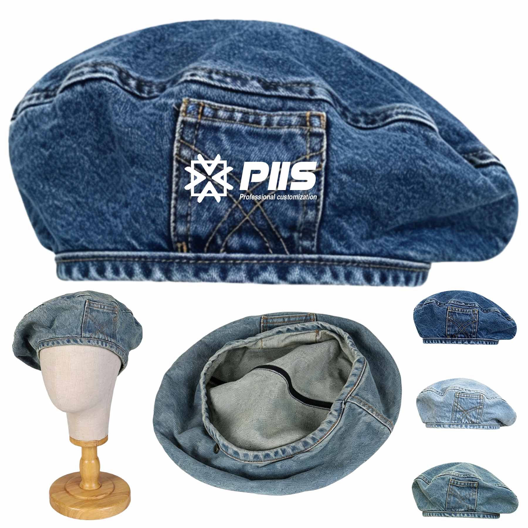 Versatile Vintage Denim Beret Hat