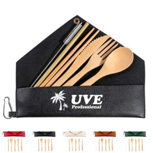 Bamboo Cutlery Set With A Leather Pouch