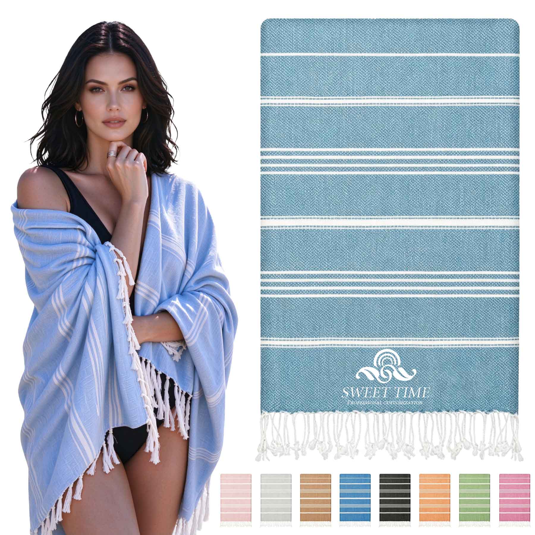 Turkish Striped Beach Towel With Tassel