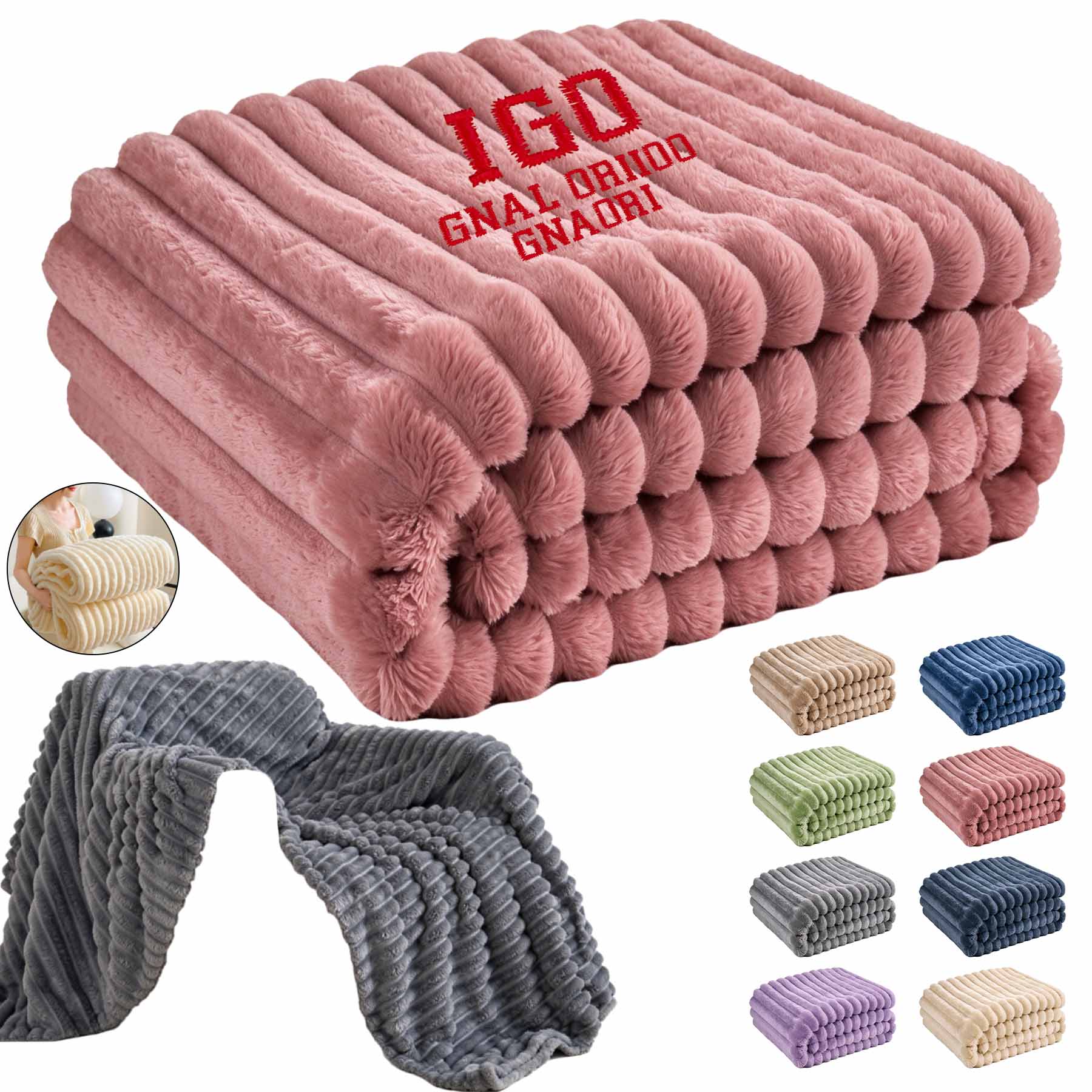 3D Ribbed Fleece Blanket