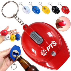 Hard Hat Bottle Opener Keychain With LED Light